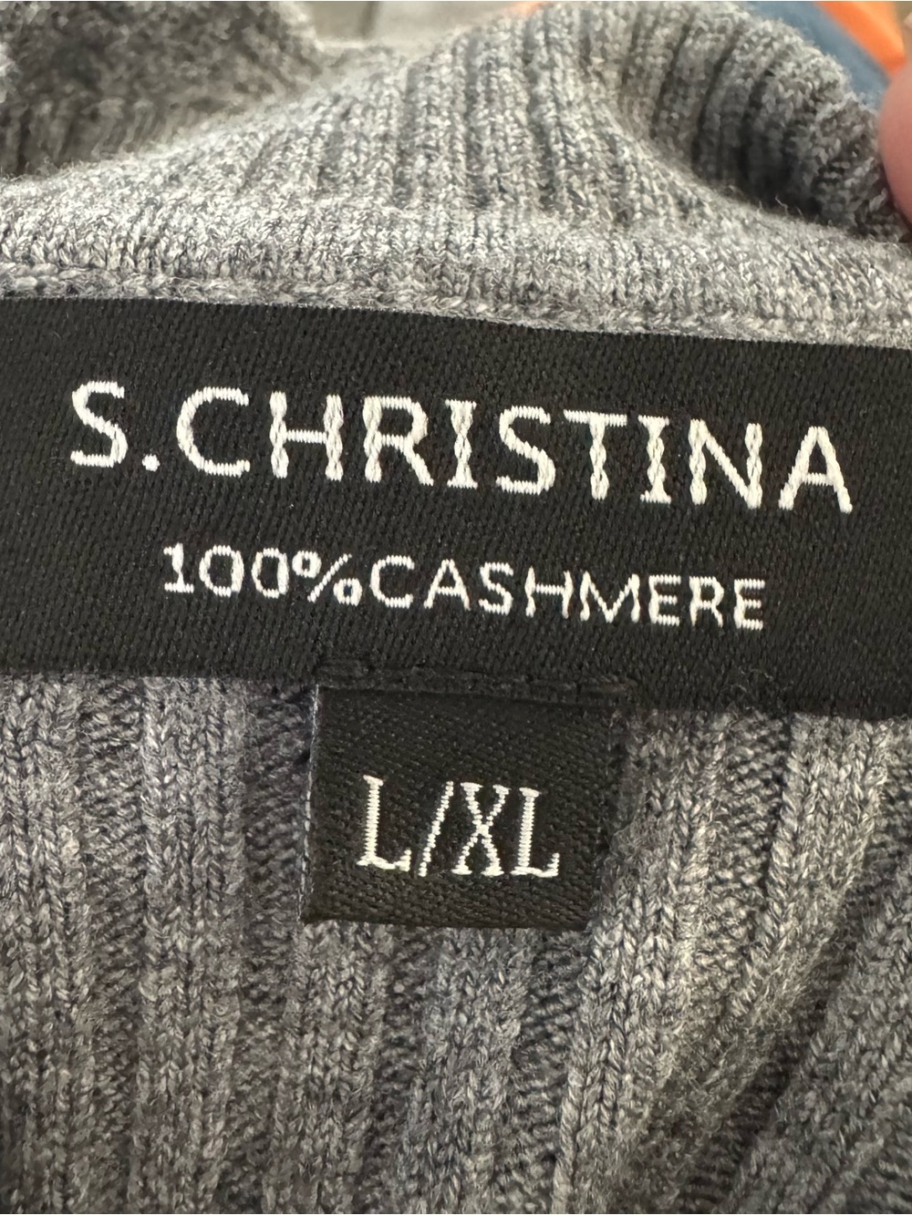 S. Christina Gray 100% Cashmere Mock Neck Scallop Cable Knit Sweater L/XL - Picture 4 of 7